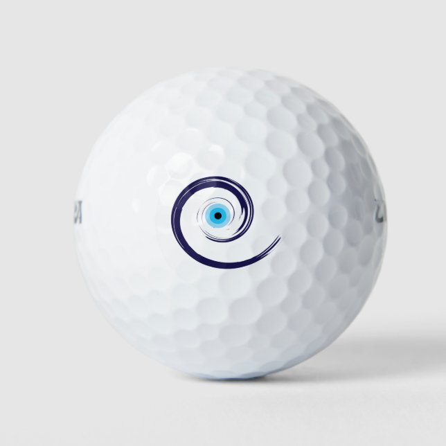Evil Eye Artistic Blue Greek Golf Balls (Front)