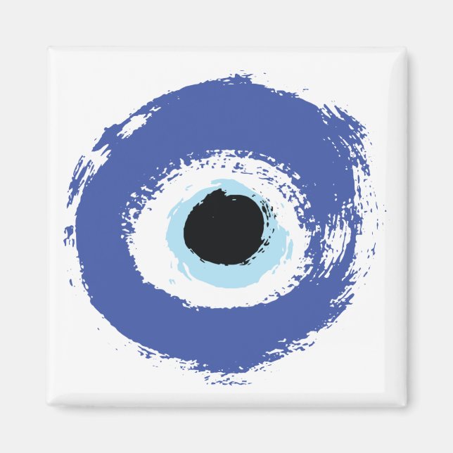 Evil Eye Artistic Blue Greek Magnet (Front)