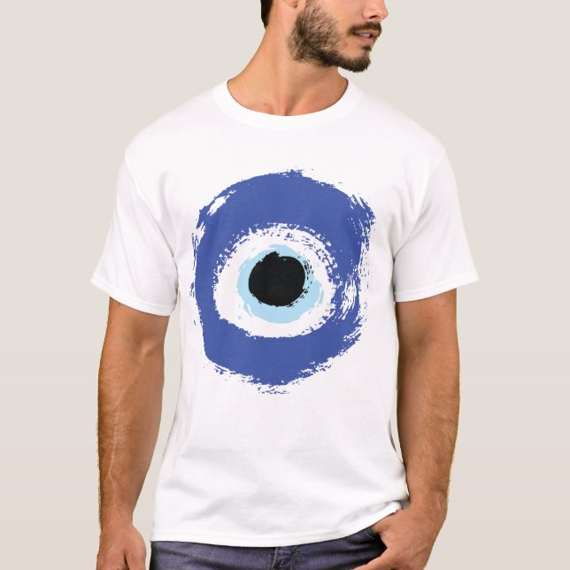 Evil Eye Artistic Blue Greek T-Shirt (Front)