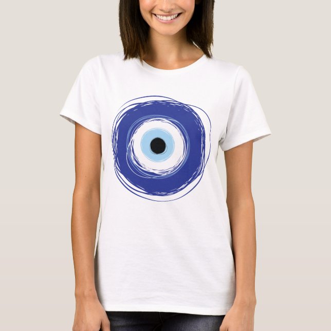 Evil Eye Artistic Blue Greek T-Shirt (Front)