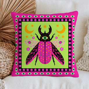 Evil Eye Beetle Funky Insect Design Bold Celestial Cushion