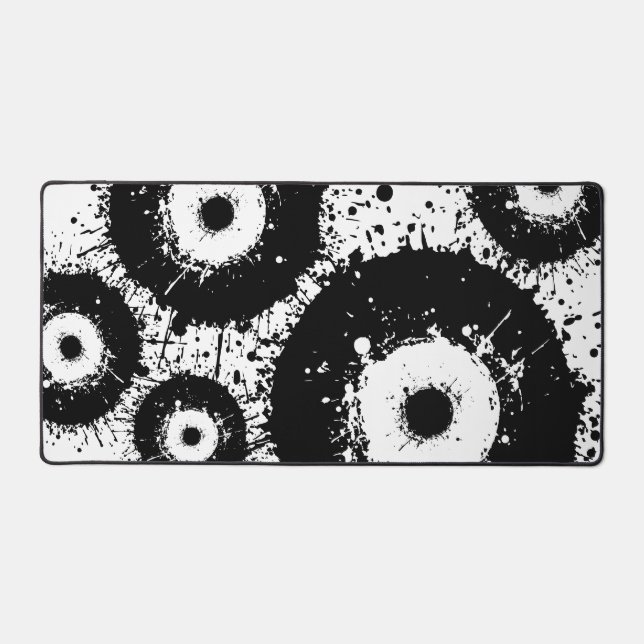Evil eye black and white desk mat (Front)