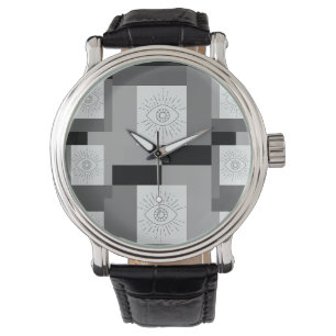 Evil eye Black, White and Gray graphic design Watch