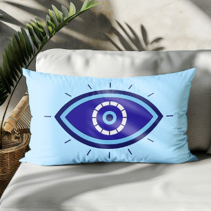 Evil Eye Blue Boho Decor Accent Throw Lumbar Cushion