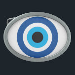 Evil Eye Blue Mati Greek luck & protection symbol Belt Buckle<br><div class="desc">Evil Eye Blue Mati Greek luck & protection symbol Belt buckle. Blue Mati Greek / Turkish nazar icon for protection and good luck. Personalise with custom text.</div>