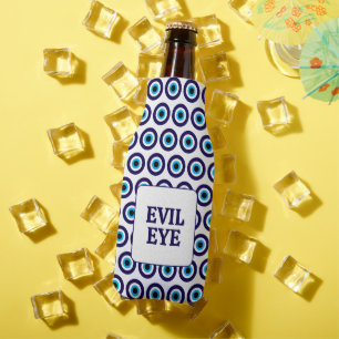 Evil Eye Blue Mati print custom beer bottle cooler