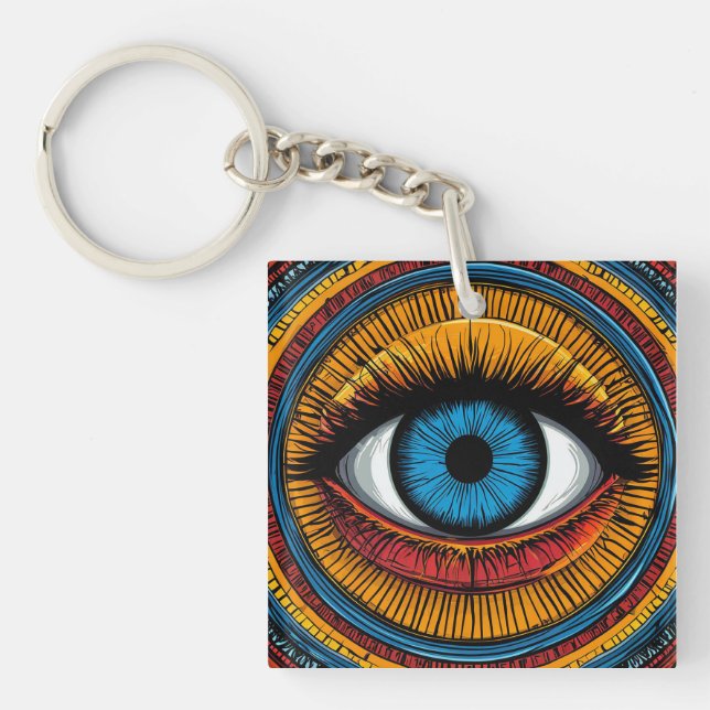 Evil Eye Boho Lucky Amulet Bag Accessory Gift Key Ring (Front)