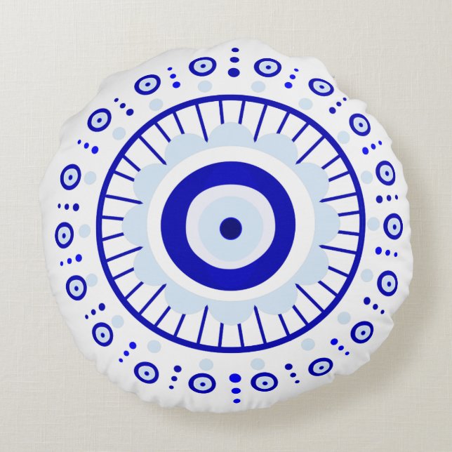 Evil Eye Burst Round Pillow (Back)