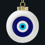 Evil Eye Charm Ceramic Ball Christmas Ornament<br><div class="desc">Protect yourself from malevolent looks.</div>