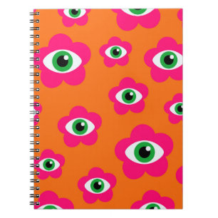 Evil Eye Flowers Retro Spiral Notebook