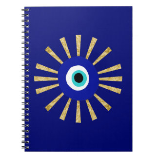 Evil Eye Gold Sunburst Contemporary Art Notebook