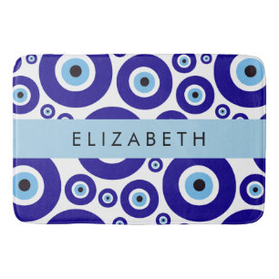 Evil Eye, Greek Eye, Turkish Eye, Mati, Your Name Bath Mat