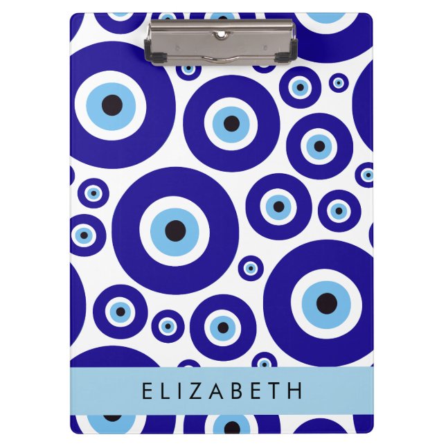 Evil Eye, Greek Eye, Turkish Eye, Mati, Your Name Clipboard (Front)