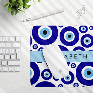 Evil Eye, Greek Eye, Turkish Eye, Mati, Your Name Mouse Pad
