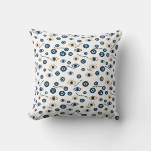 Evil Eye Greek Pattern: “Ftou Ftou” Amulet Cushion