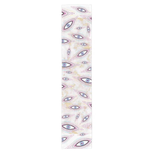 Evil Eye Happy Colourful Art  Short Table Runner (Front)
