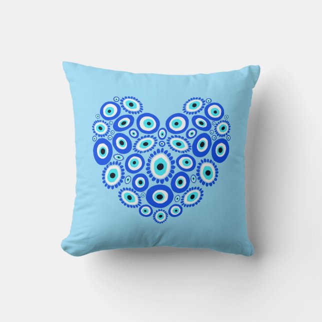 Evil Eye Love Heart Pretty Cushion (Front)