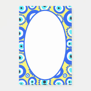 Evil Eye Lucky Symbol Blue White Yellow Pattern Post-it Notes