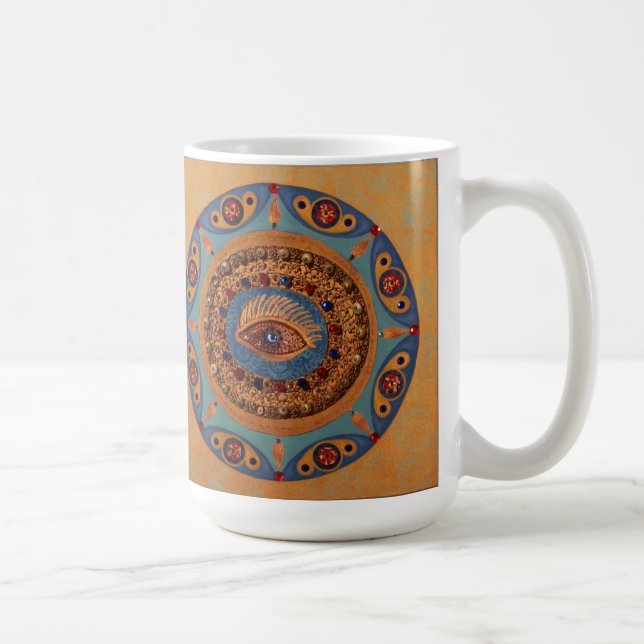 Evil Eye Mandala: Unique Painting Coffee Mug (Right)