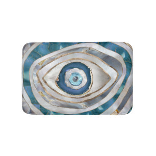 Evil Eye Mineral textures and gold Bath Mat