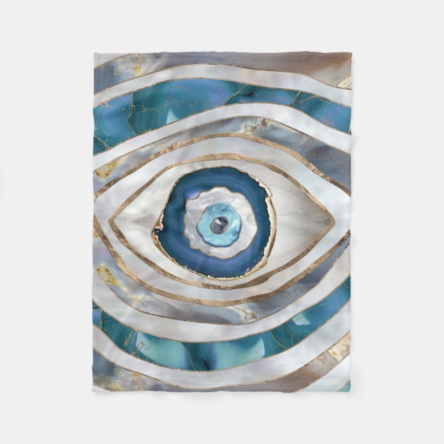 Evil Eye Mineral textures and gold Fleece Blanket (Front)