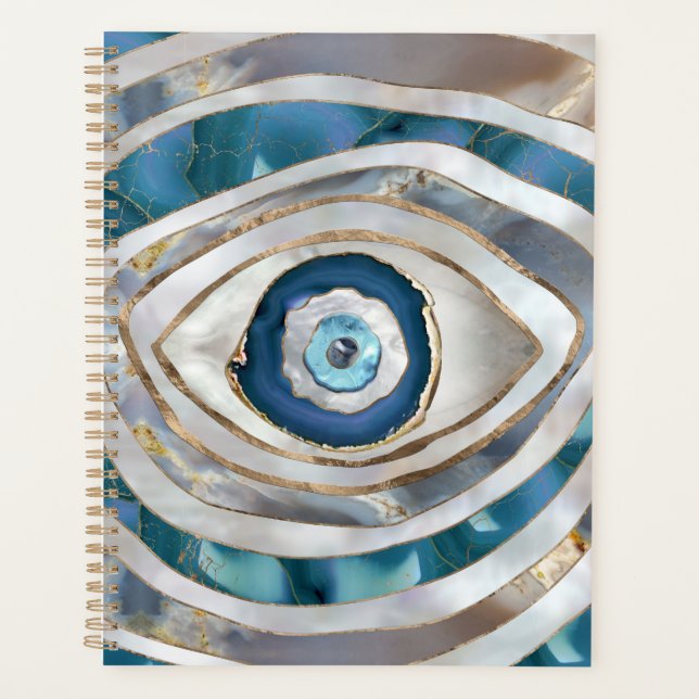 Evil Eye Mineral textures and gold Planner (Front)