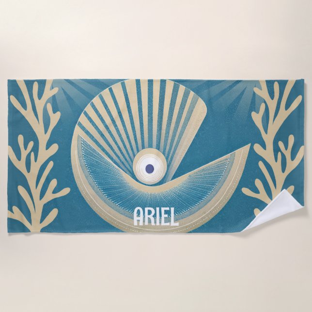 Evil Eye Modern Retro Underwater Beach Towel (Front)