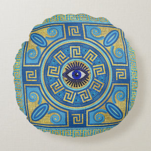 Evil Eye Mosaic Tile ornament Round Cushion