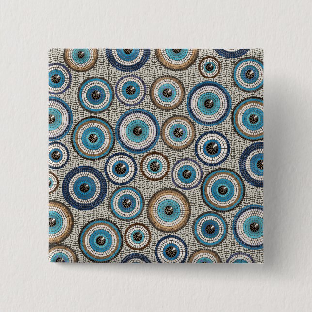 Evil Eye Mosaic Tile Pattern 15 Cm Square Badge (Front)