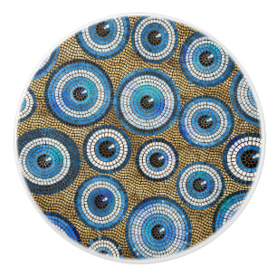Evil Eye Mosaic Tile Pattern Ceramic Knob