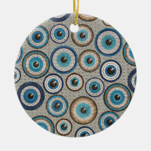 Evil Eye Mosaic Tile Pattern Ceramic Tree Decoration