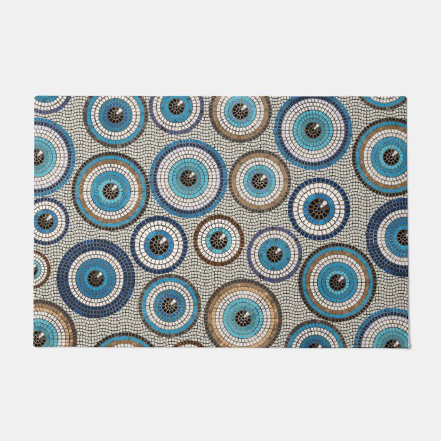 Evil Eye Mosaic Tile Pattern Doormat (Front)