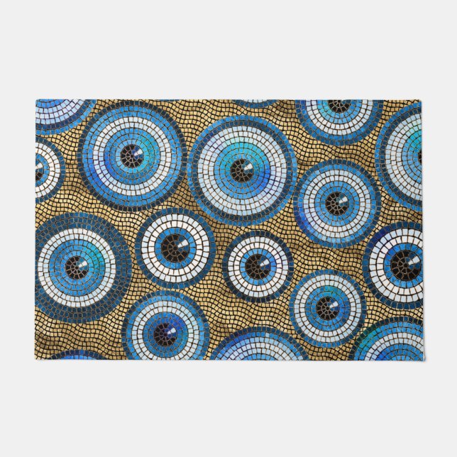 Evil Eye Mosaic Tile Pattern Doormat (Front)