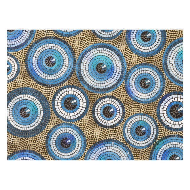 Evil Eye Mosaic Tile Pattern Tablecloth (Front (Horizontal))