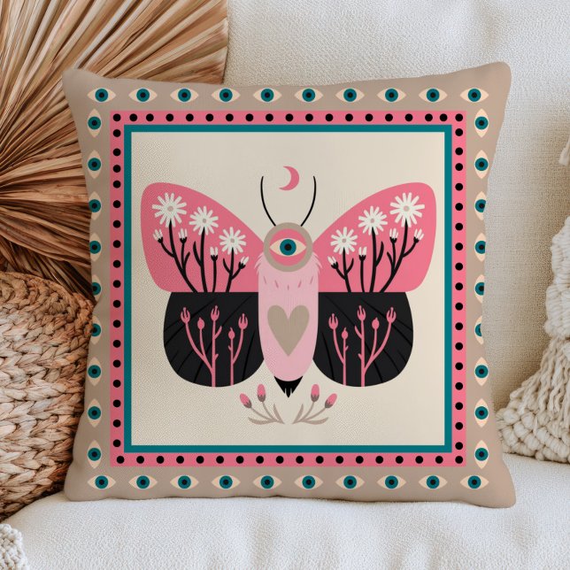 Evil Eye Moth Elegant Insect Mystical Pastel  Cushion (Creator Uploaded)
