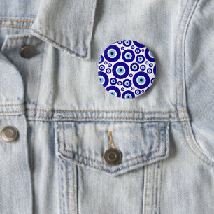 Evil Eye Pattern, Greek Eye, Turkish Eye, Nazar 6 Cm Round Badge