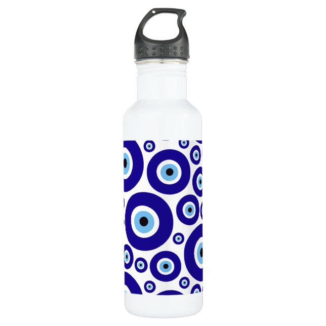 Evil Eye Pattern, Greek Eye, Turkish Eye, Nazar 710 Ml Water Bottle (Front)