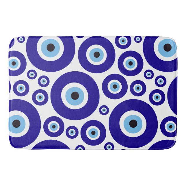 Evil Eye Pattern, Greek Eye, Turkish Eye, Nazar Bath Mat (Front)