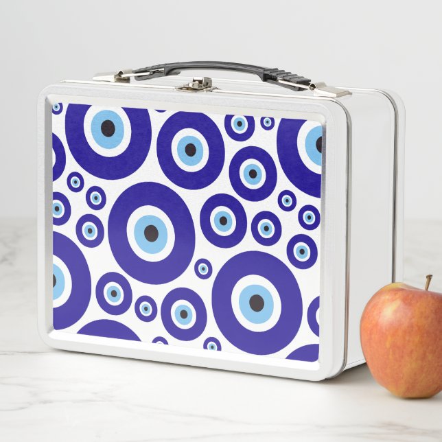 Evil Eye Pattern, Greek Eye, Turkish Eye, Nazar Metal Lunch Box (In Situ)