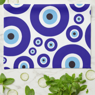 Evil Eye Pattern, Greek Eye, Turkish Eye, Nazar Tea Towel