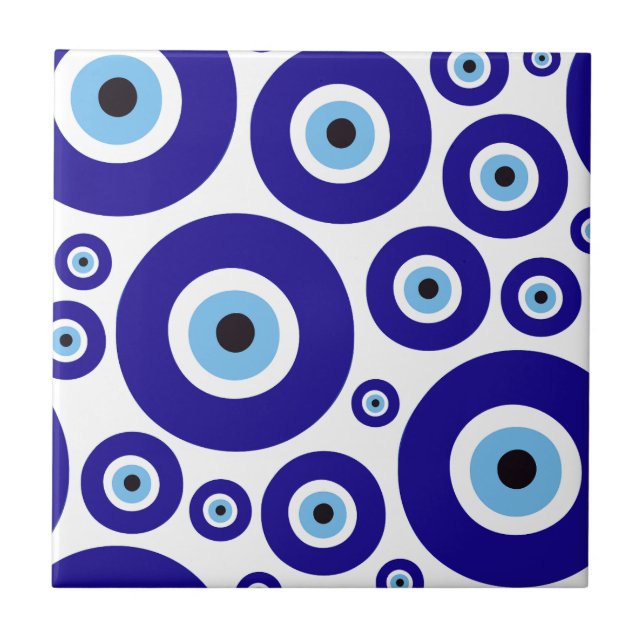 Evil Eye Pattern, Greek Eye, Turkish Eye, Nazar Tile (Front)