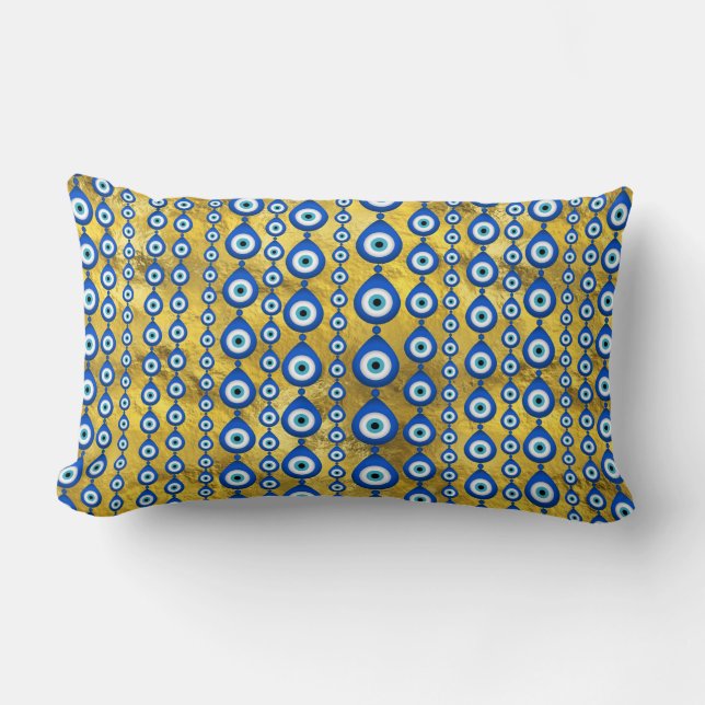 Evil Eye pattern on golden texture Lumbar Cushion (Front)