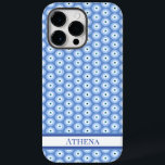 Evil Eye Pattern Soft Blue Name Greek Amulet  Case-Mate iPhone 14 Pro Max Case<br><div class="desc">Protect yourself from evil with our stylish and protective custom evil eye phone case. This custom phone case features a beautiful evil eye pattern in pastel blue colours, along with your personalised name in a stylish font. It's the perfect way to add a touch of personality to your phone while...</div>