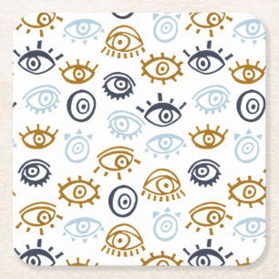 Evil Eye Pattern Square Paper Coaster