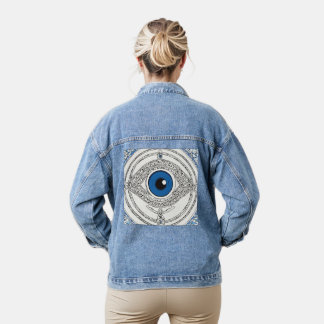 Evil eye printed denim jacket (jean jacket)
