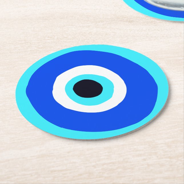 Evil Eye Protector From Evil Lucky Charm Round Paper Coaster (Angled)
