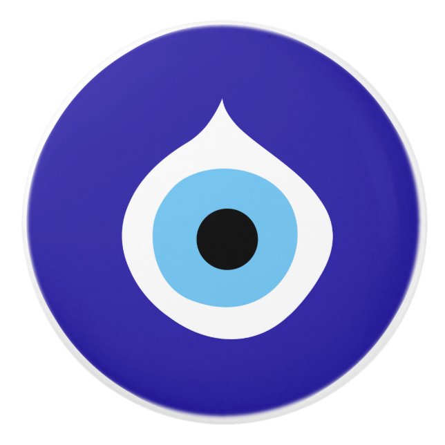 evil eye symbol ancient nazar fatima talisman char ceramic knob (Front)