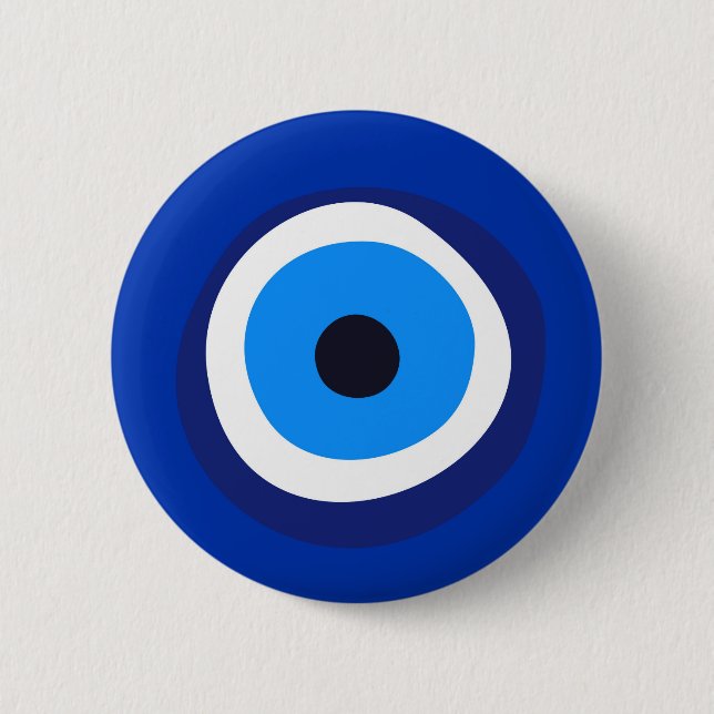 evil eye symbol greek turkish arab talisman 6 cm round badge (Front)