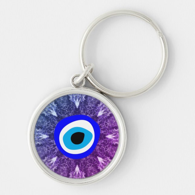 Evil Eye Talisman & Arabic Amulet /Turkish, Greek Key Ring (Front)