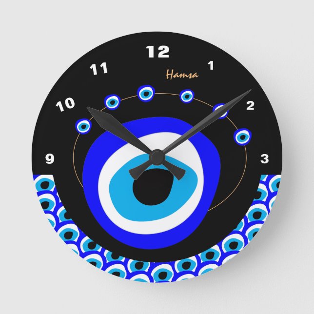 Evil Eye Talisman & Arabic Amulet /Turkish, Greek Round Clock (Front)